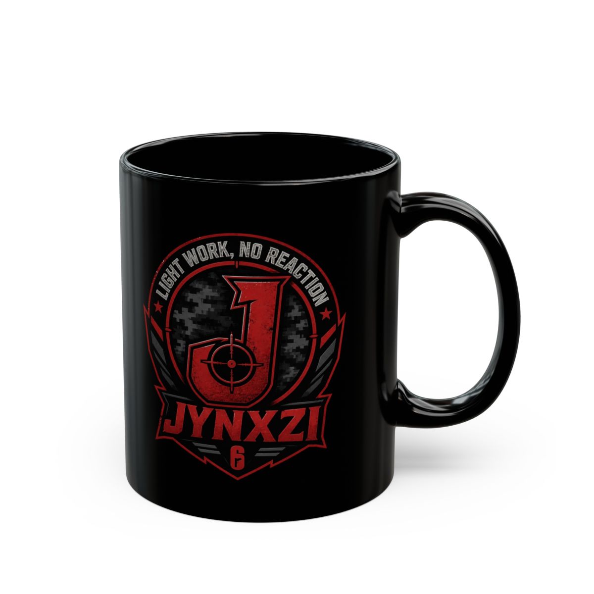 Jynxzi "Light Work, No Reaction" Black Mug - Official mugs merchandise