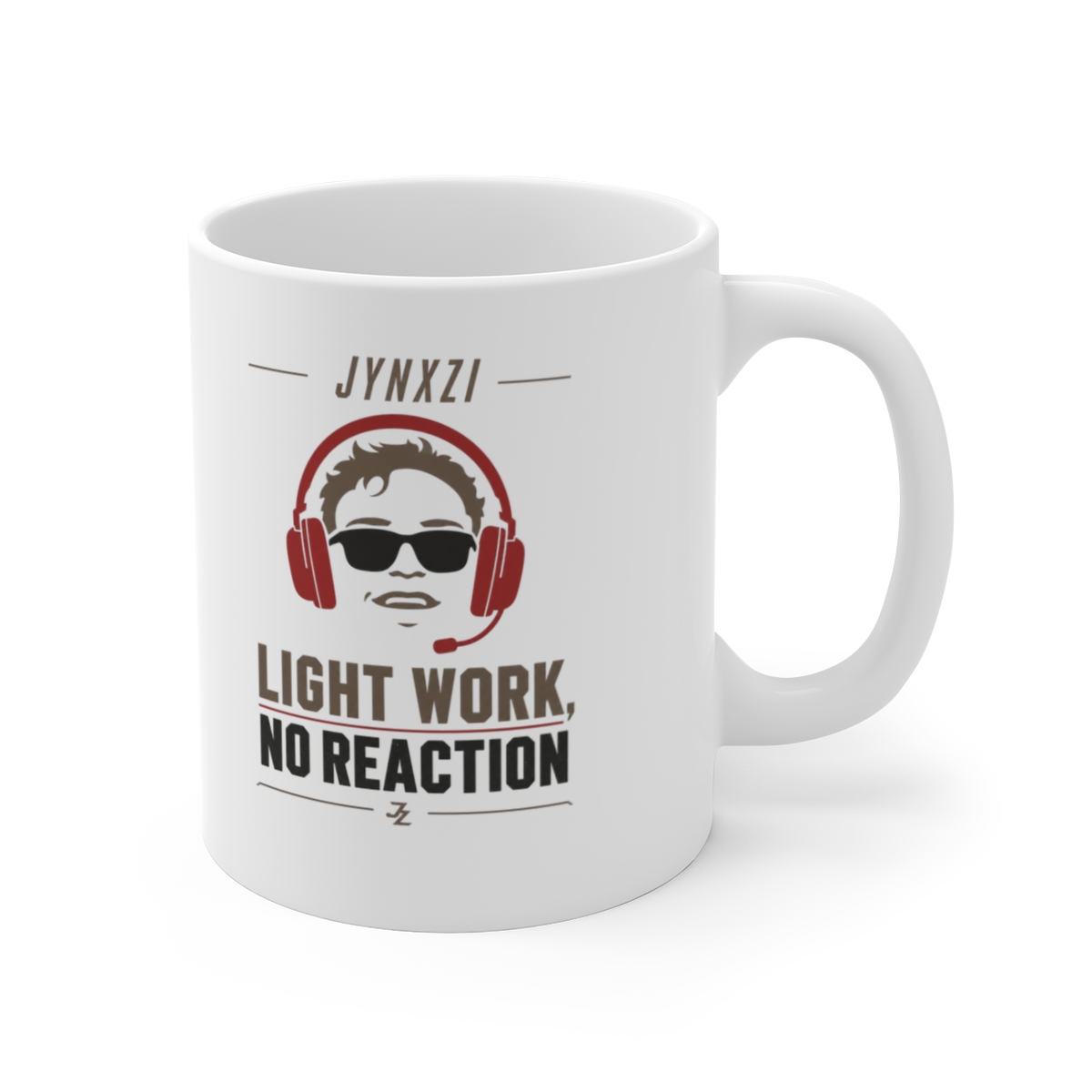 Jynxzi "Light Work, No Reaction" White Mug - Official mugs merchandise