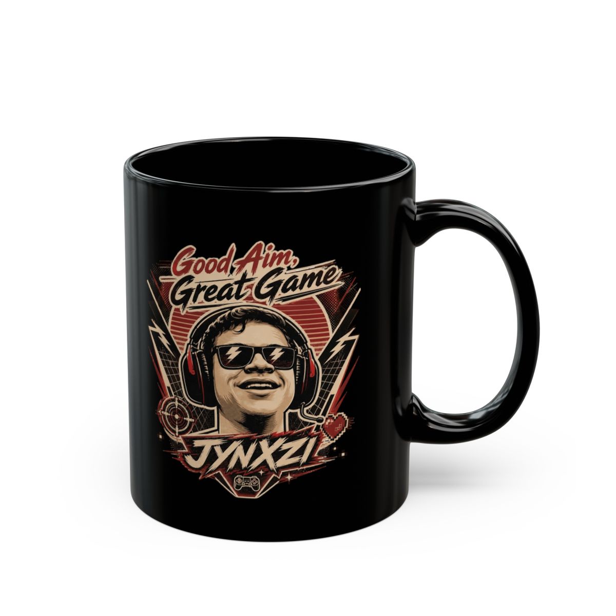 Jynxzi "Good Aim, Great Game" Black Mug - Official mugs merchandise